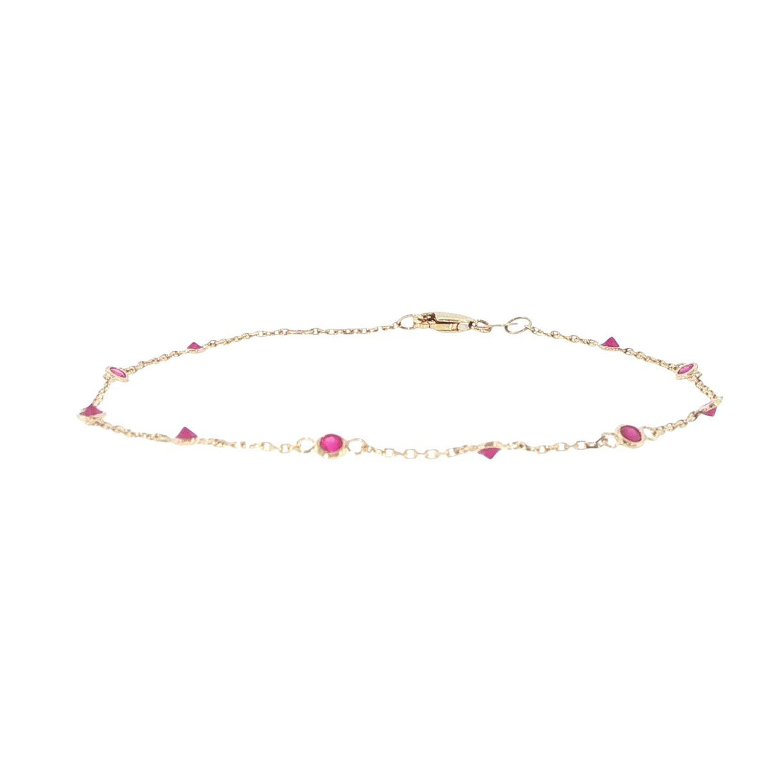 14K Yellow Gold Ruby Station Bracelet