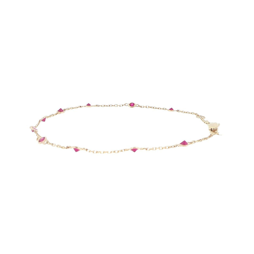 14K Yellow Gold Ruby Station Bracelet