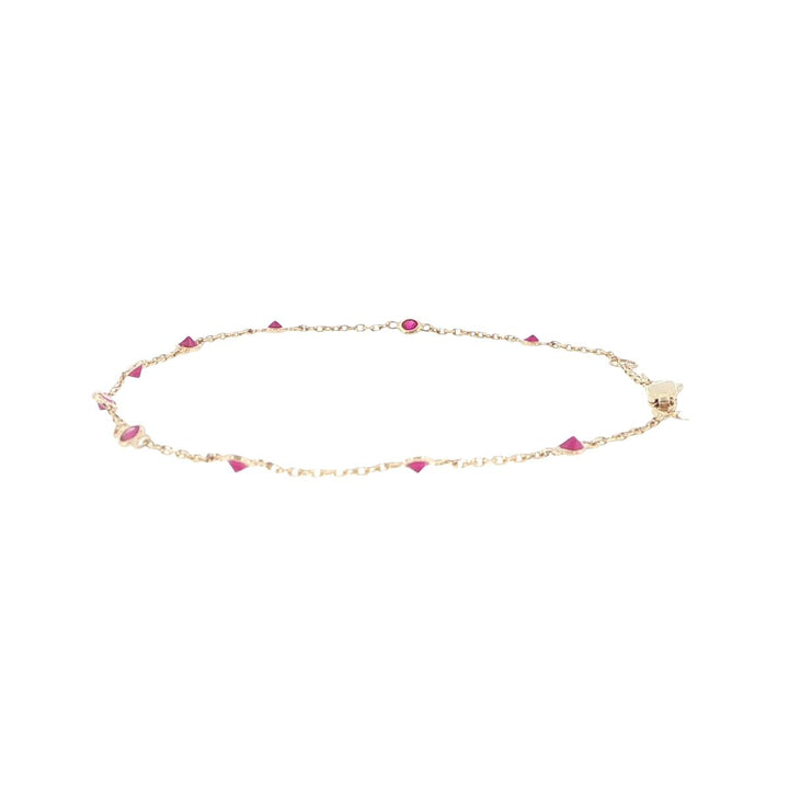 14K Yellow Gold Ruby Station Bracelet