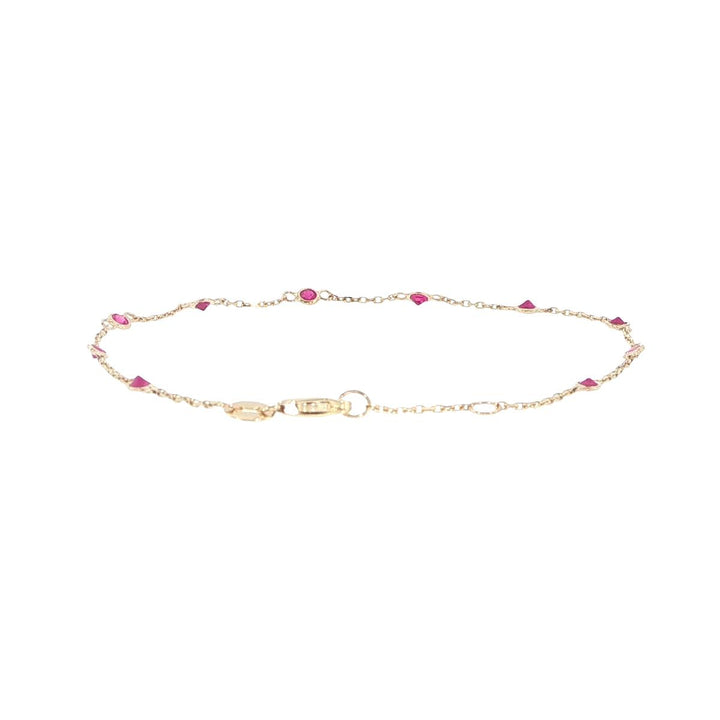 14K Yellow Gold Ruby Station Bracelet