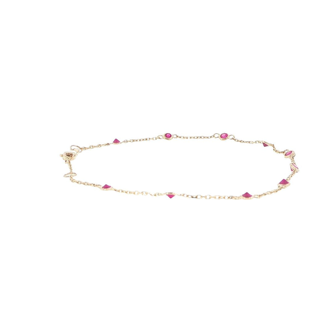 14K Yellow Gold Ruby Station Bracelet