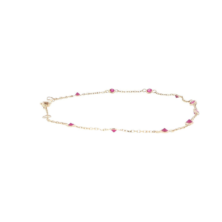 14K Yellow Gold Ruby Station Bracelet
