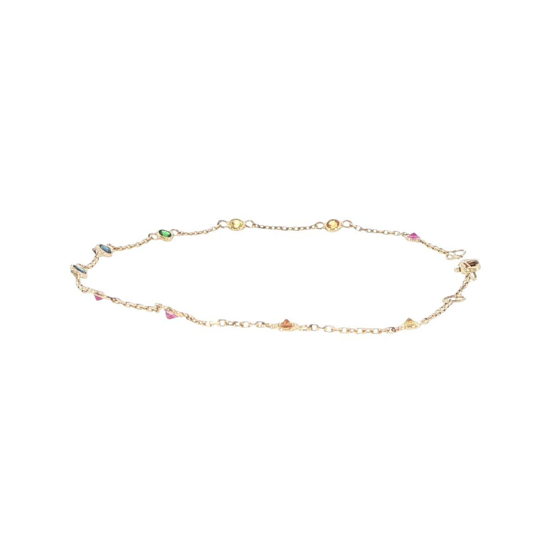 14K Yellow Gold Multi-Gemstone Station Bracelet