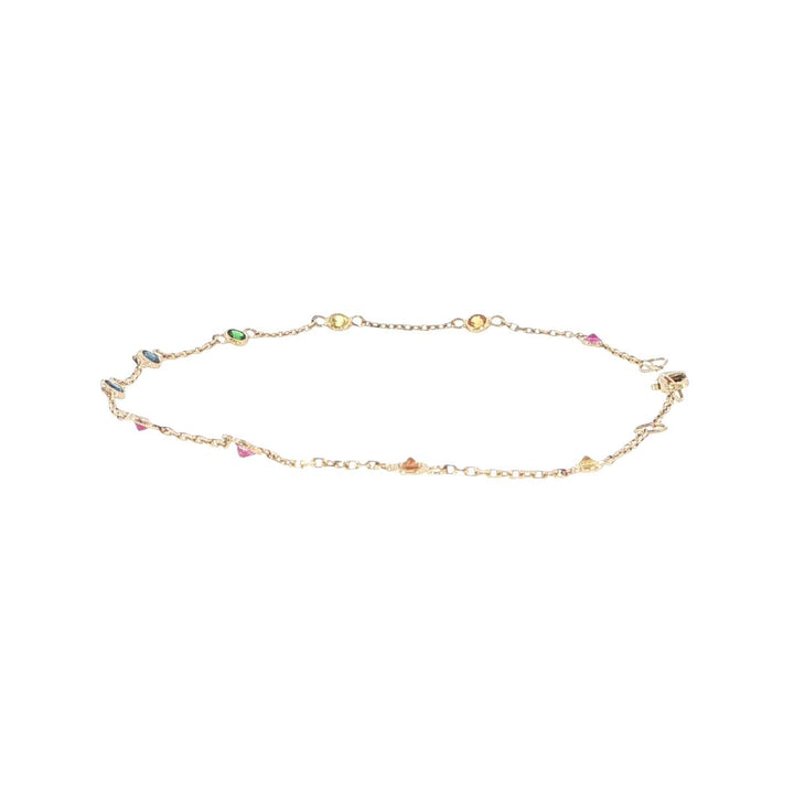 14K Yellow Gold Multi-Gemstone Station Bracelet