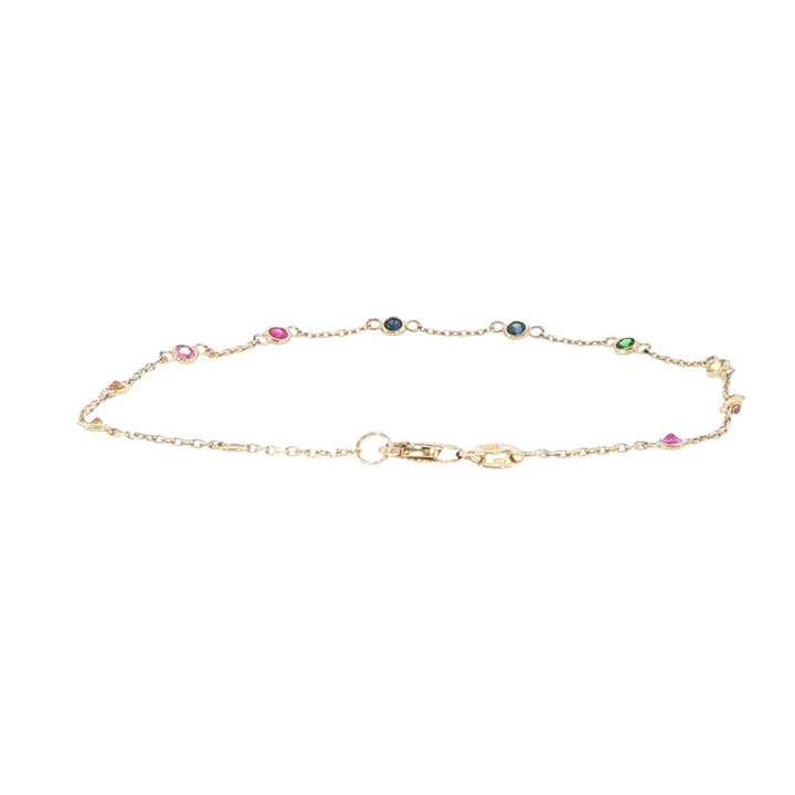 14K Yellow Gold Multi-Gemstone Station Bracelet