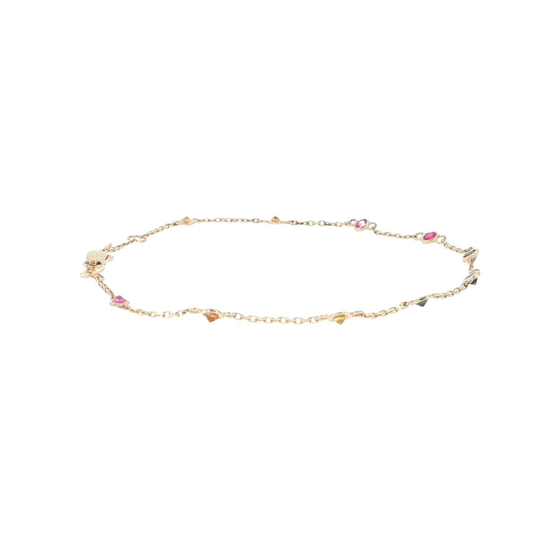 14K Yellow Gold Multi-Gemstone Station Bracelet