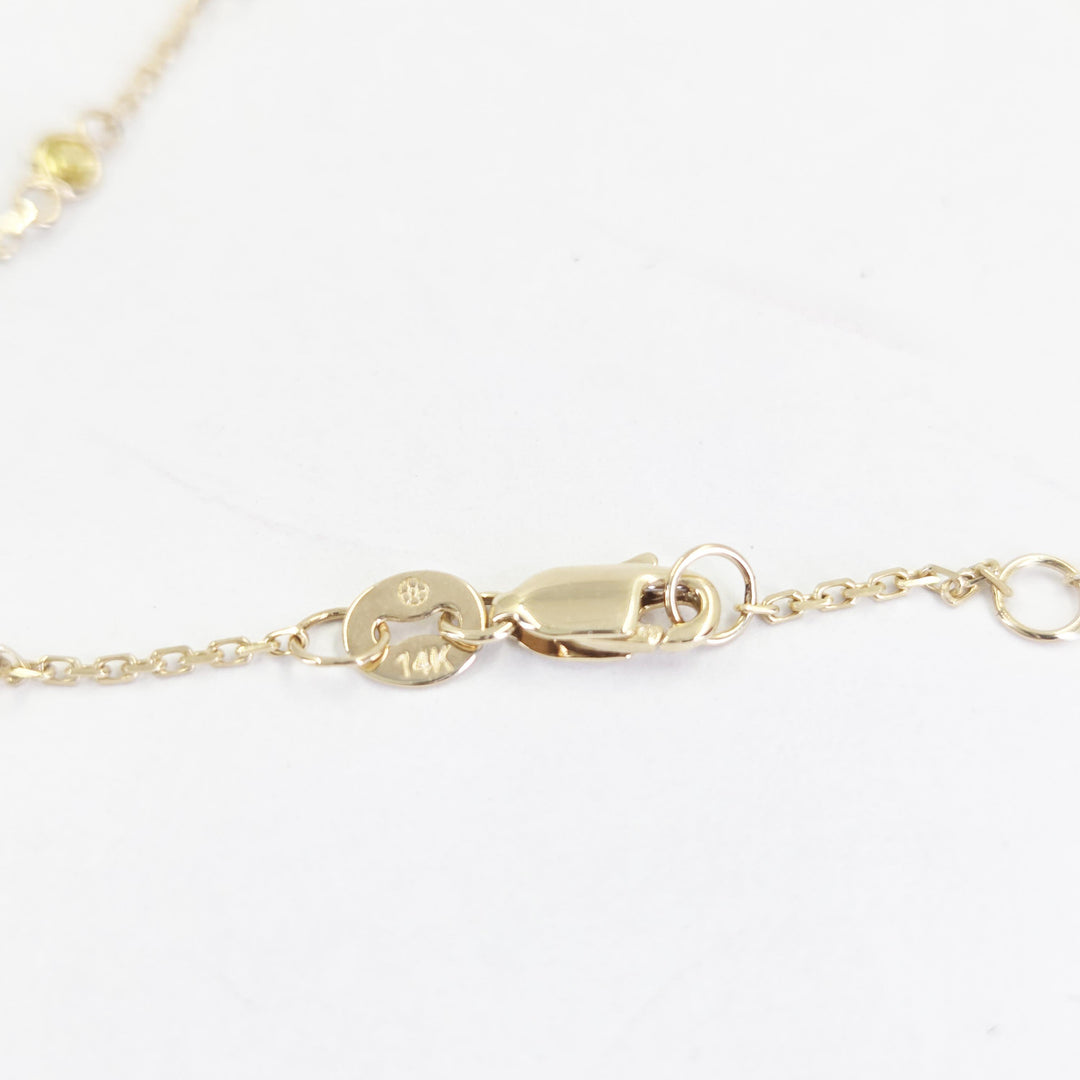 14K Yellow Gold Multi-Gemstone Station Bracelet