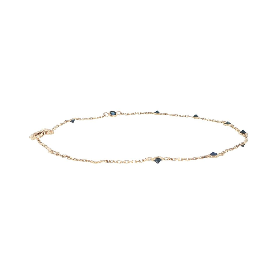 14K Yellow Gold Sapphire Station Bracelet