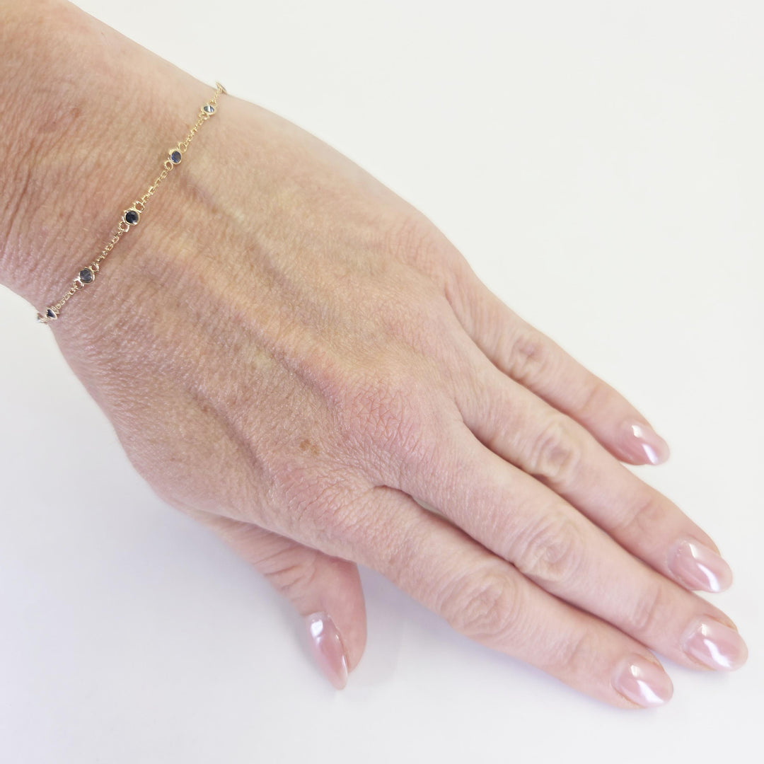 14K Yellow Gold Sapphire Station Bracelet