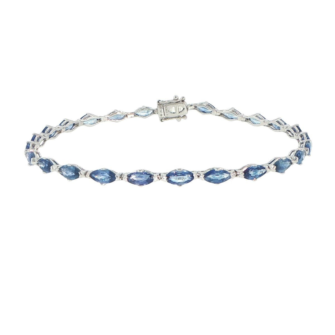 18K White Gold Marquise Sapphire Tennis Bracelet