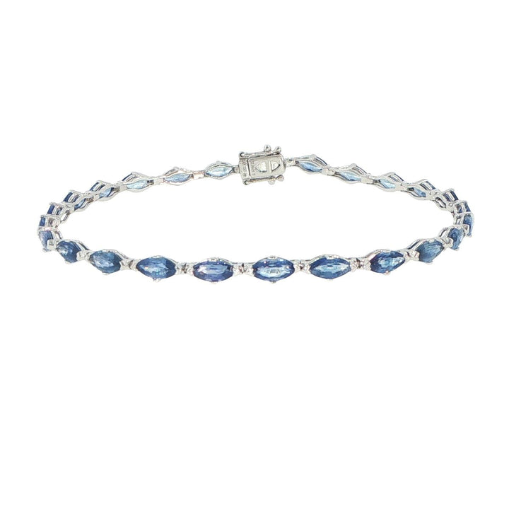 18K White Gold Marquise Sapphire Tennis Bracelet
