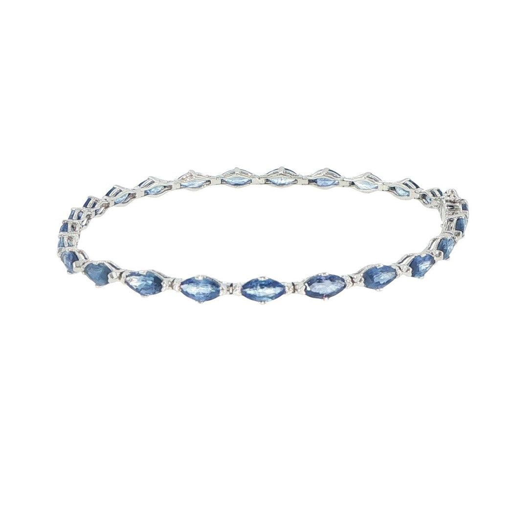 18K White Gold Marquise Sapphire Tennis Bracelet