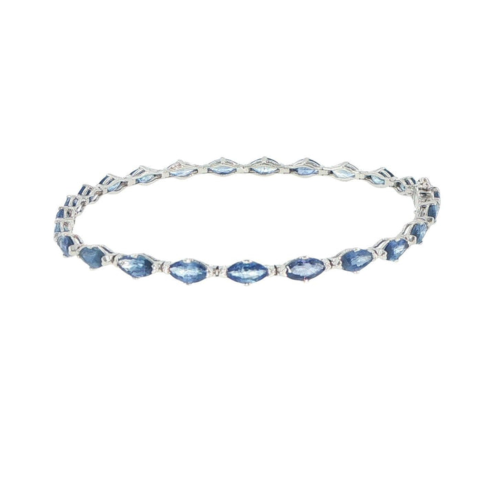 18K White Gold Marquise Sapphire Tennis Bracelet