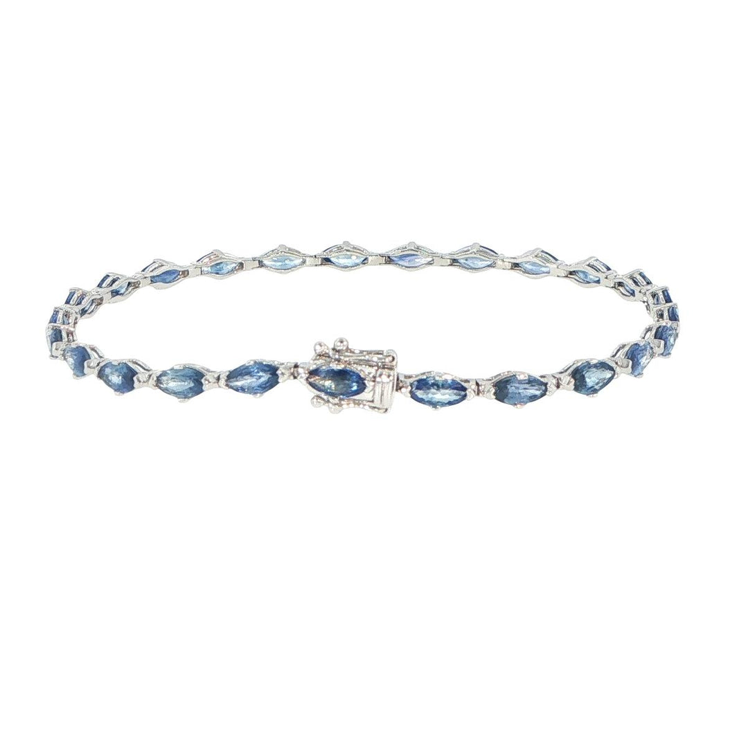 18K White Gold Marquise Sapphire Tennis Bracelet