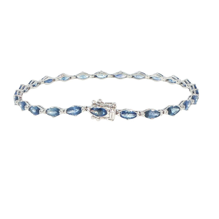 18K White Gold Marquise Sapphire Tennis Bracelet