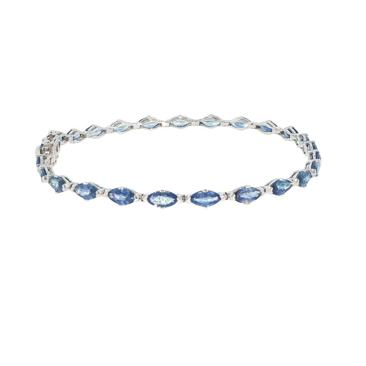 18K White Gold Marquise Sapphire Tennis Bracelet