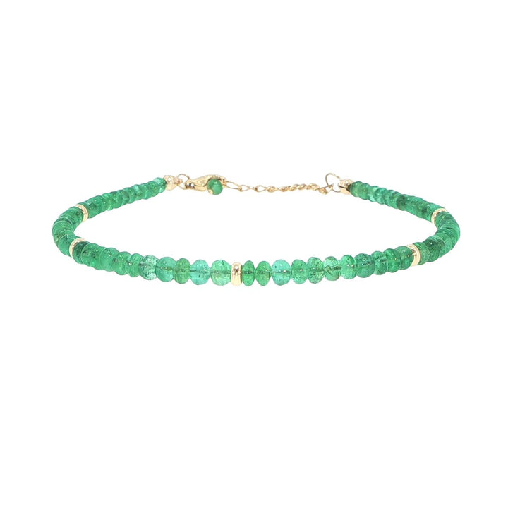 3.5mm Emerald Strand Bracelet with 18K Yellow Gold Stations