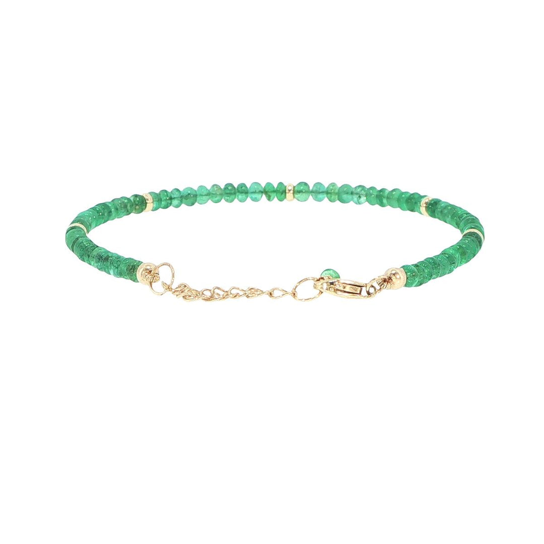3.5mm Emerald Strand Bracelet with 18K Yellow Gold Stations