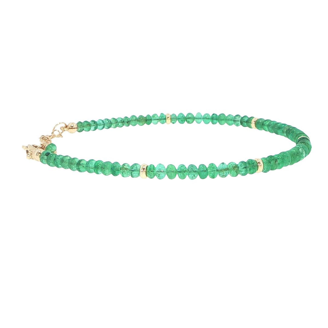 3.5mm Emerald Strand Bracelet with 18K Yellow Gold Stations