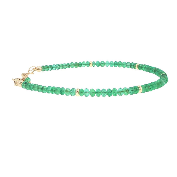3.5mm Emerald Strand Bracelet with 18K Yellow Gold Stations