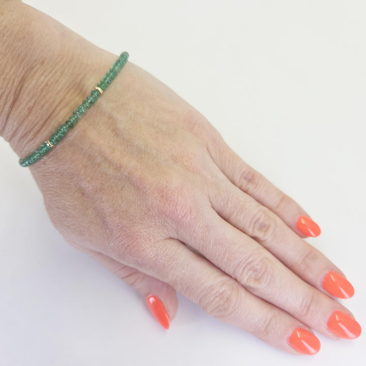 3.5mm Emerald Strand Bracelet with 18K Yellow Gold Stations