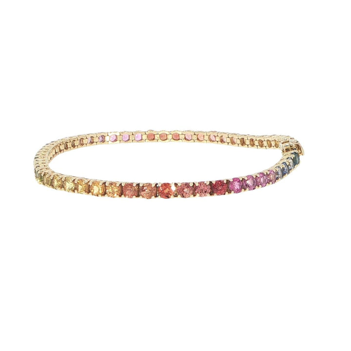 14K Yellow Gold Multi-Color Sapphire Tennis Bracelet