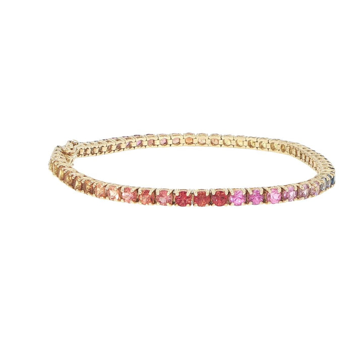 14K Yellow Gold Multi-Color Sapphire Tennis Bracelet