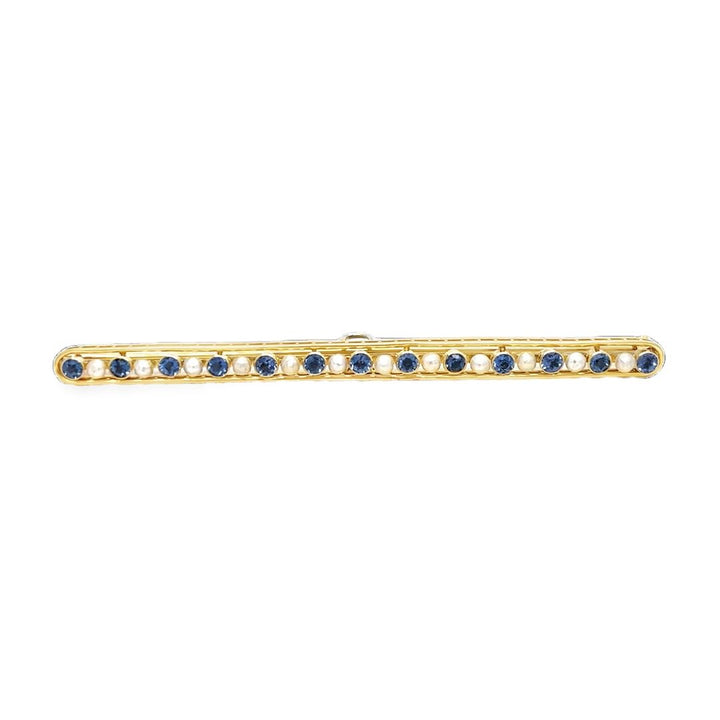 14K Yellow Gold Sapphire Bar Pin