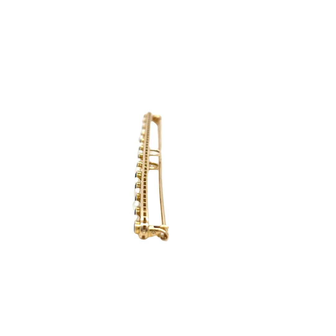 14K Yellow Gold Sapphire Bar Pin
