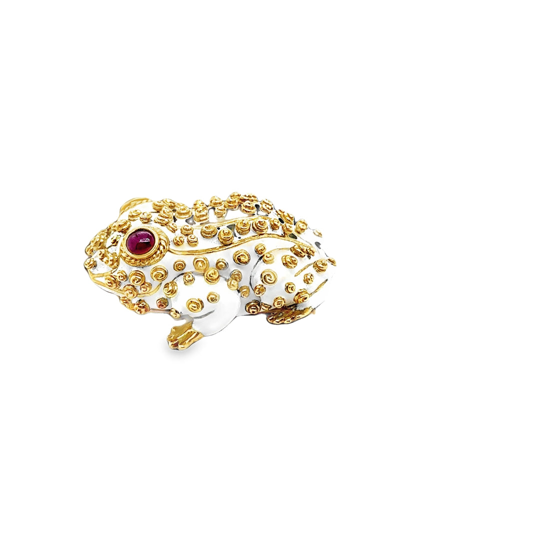 1960s David Webb 18K Yellow Gold Frog Brooch