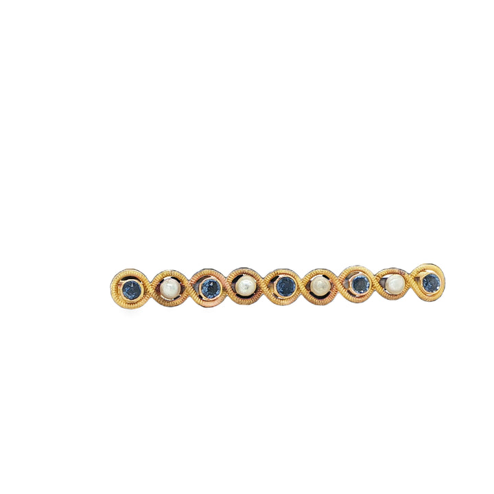 14K Yellow Gold Sapphire & Pearl Pin