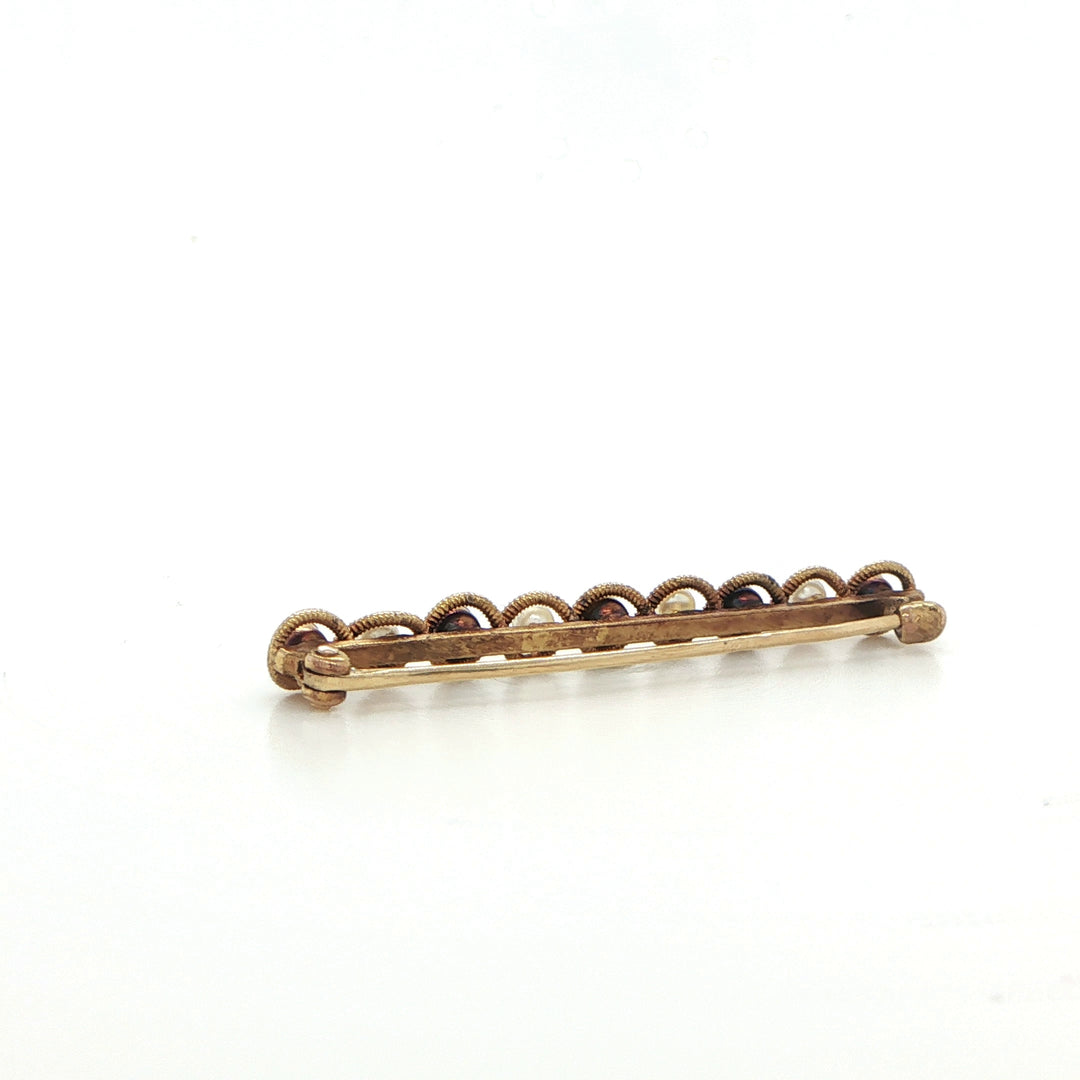 14K Yellow Gold Sapphire & Pearl Pin