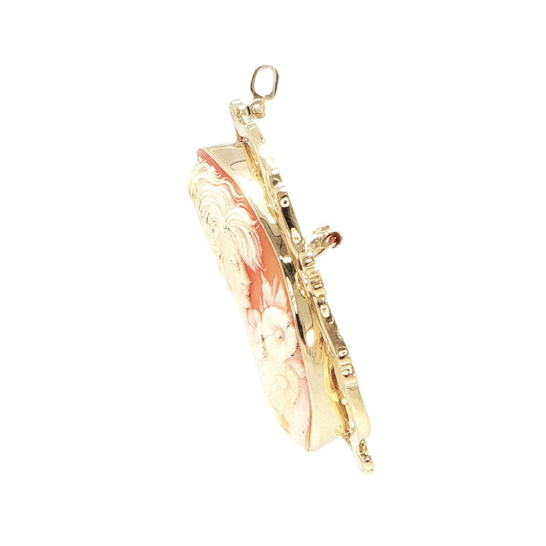 14K Yellow Gold Vintage Cameo Pin Pendant