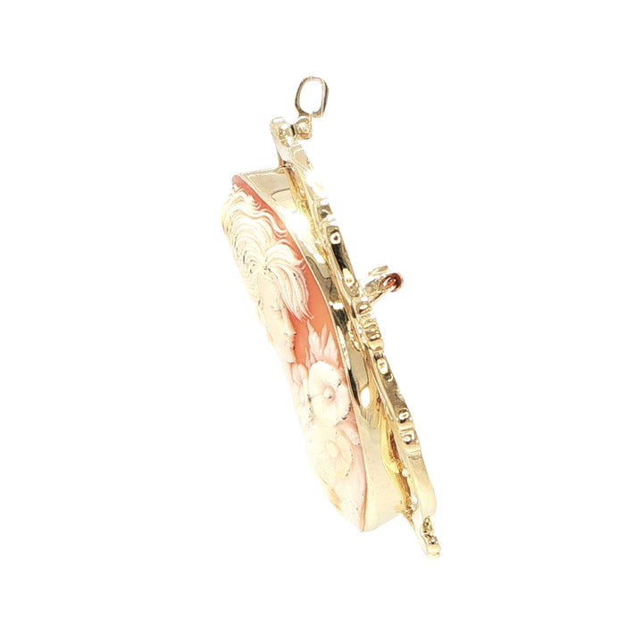 14K Yellow Gold Vintage Cameo Pin Pendant