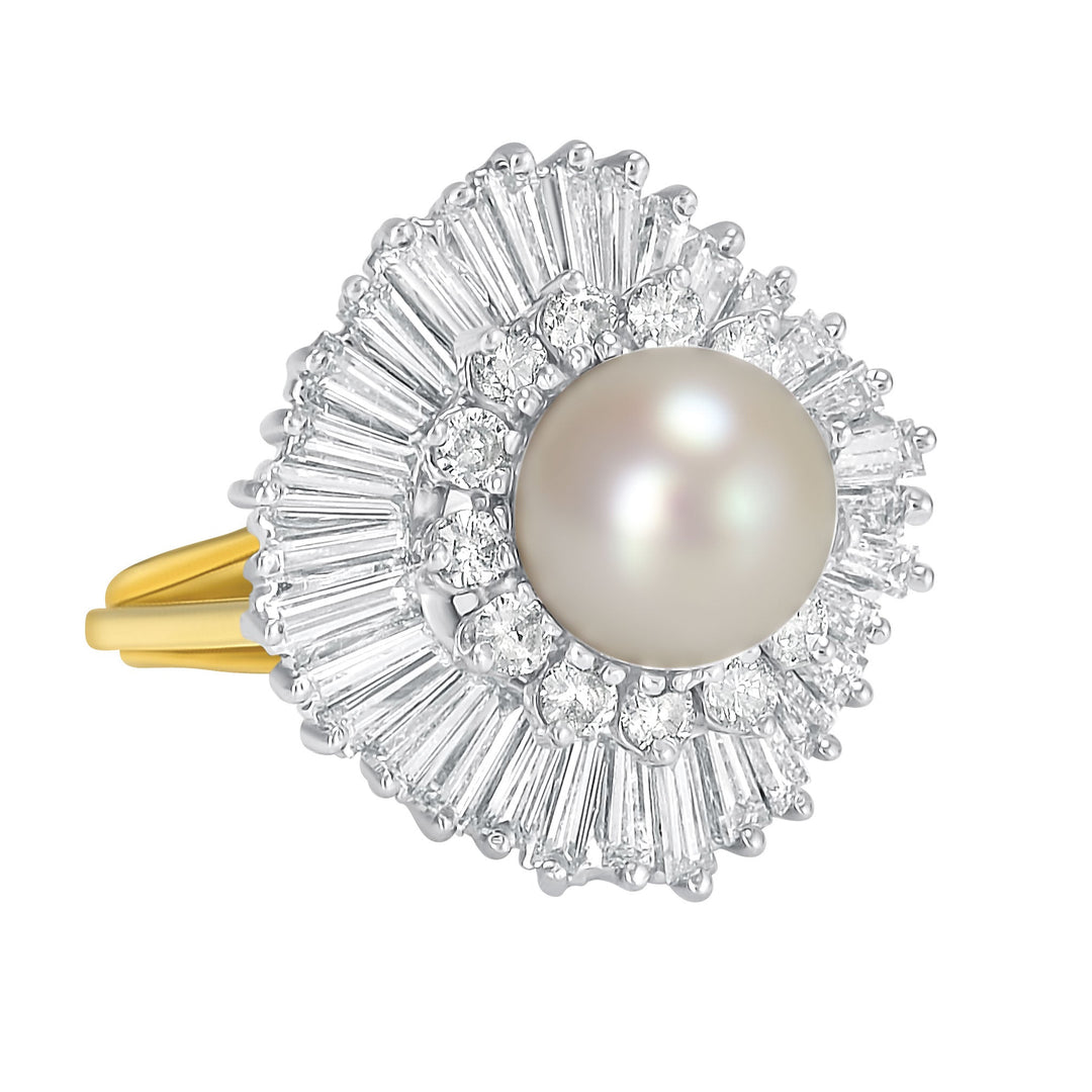 Cultured Pearl and Diamond Ballerina Ring