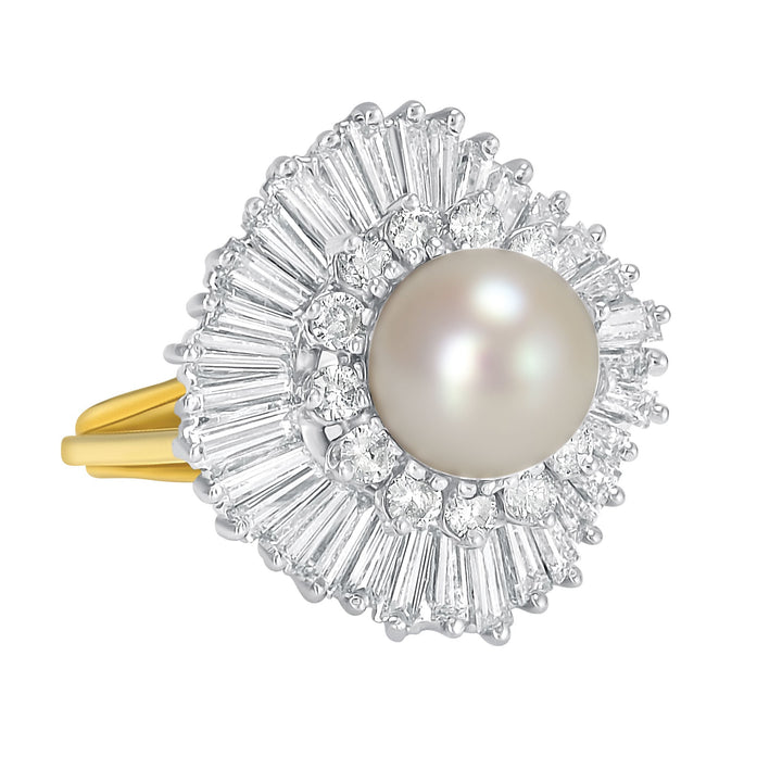 Cultured Pearl and Diamond Ballerina Ring