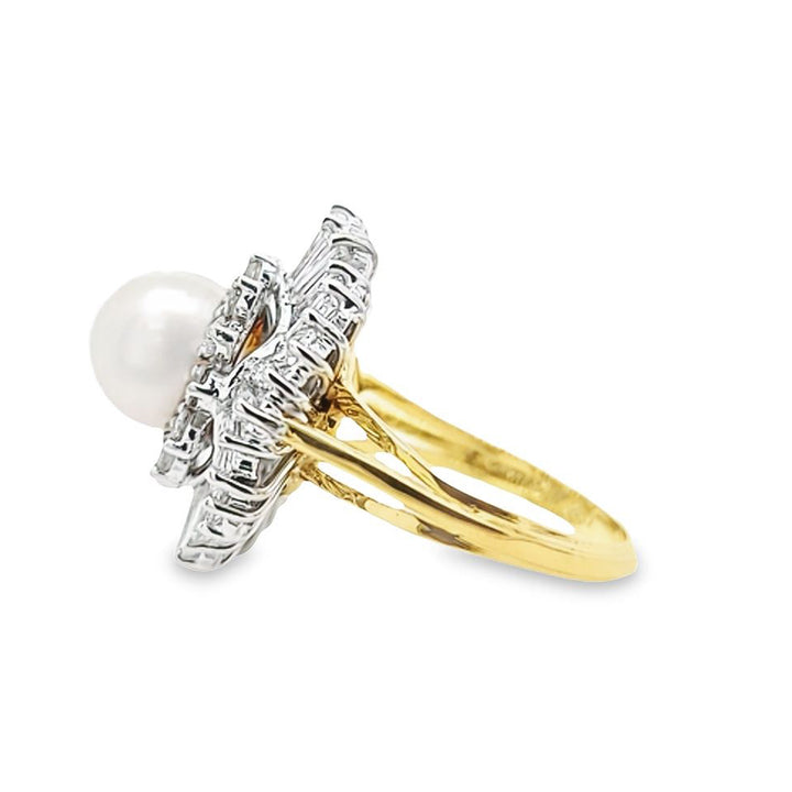 Cultured Pearl and Diamond Ballerina Ring