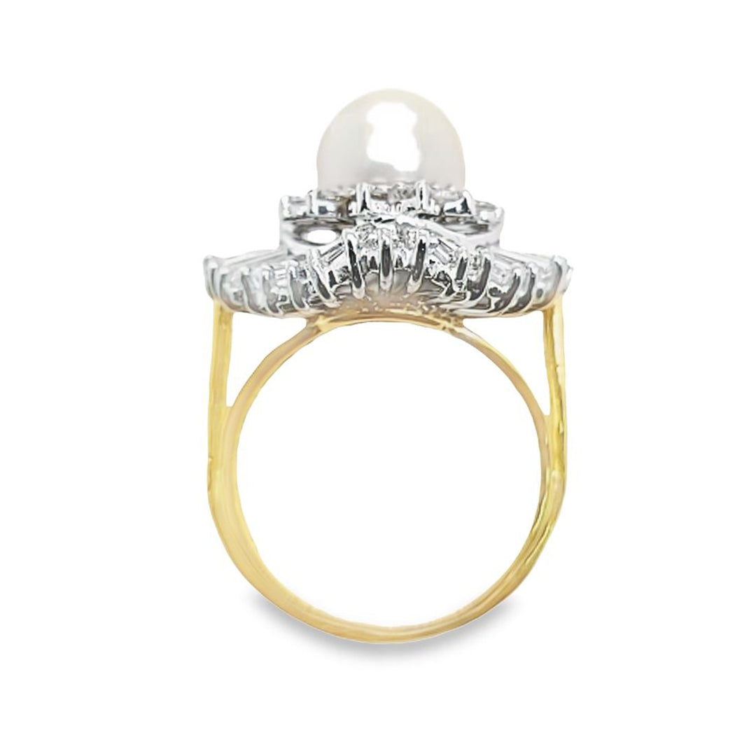 Cultured Pearl and Diamond Ballerina Ring