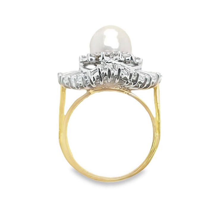 Cultured Pearl and Diamond Ballerina Ring