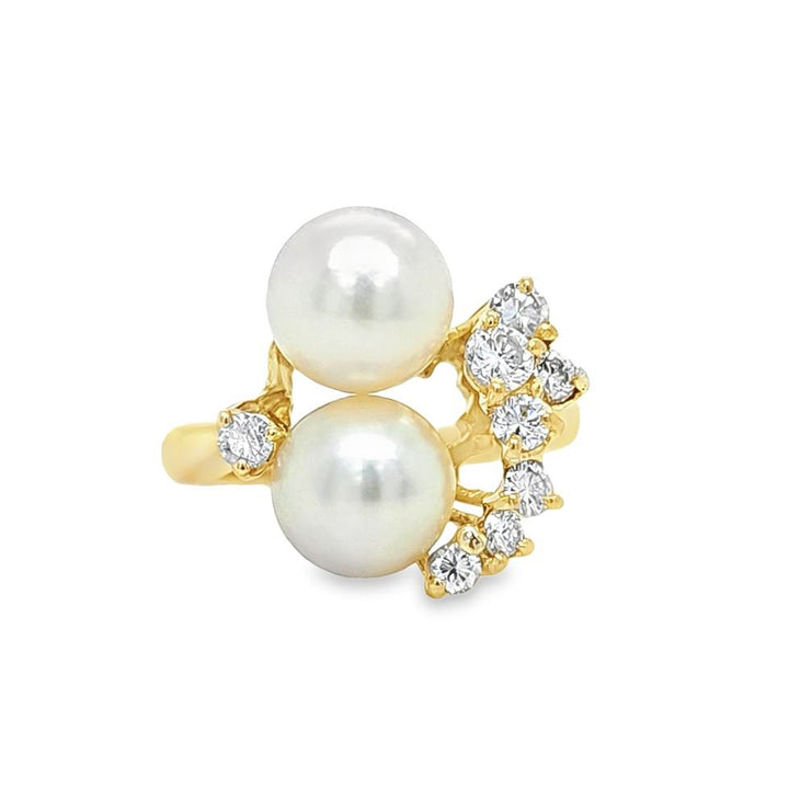 Pearl and Diamond Cluster Ring