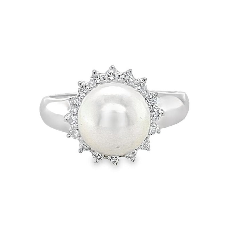 Pearl & Diamond Halo Ring
