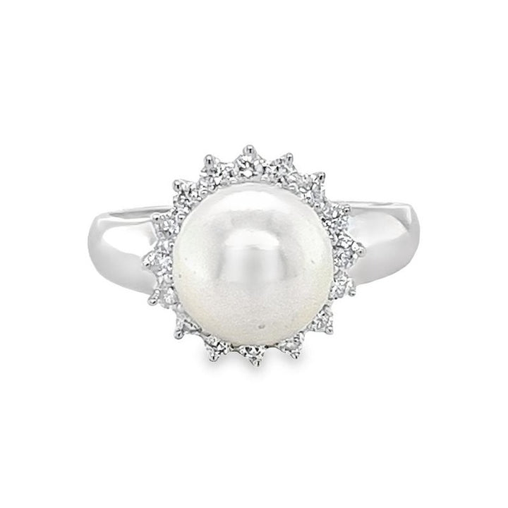 Pearl & Diamond Halo Ring