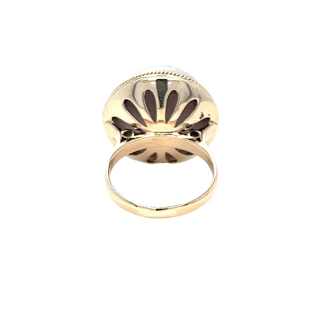 Mabe Pearl Ring with Rope Texture