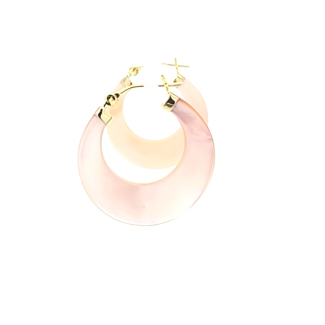 Carved Mother of Pearl Hoop Earrings