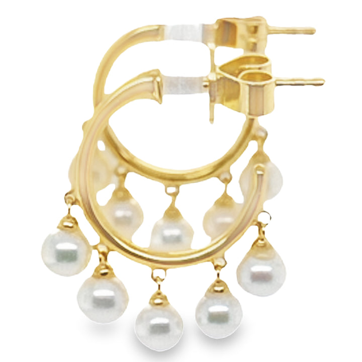 Pearl Dangle Hoop Earrings