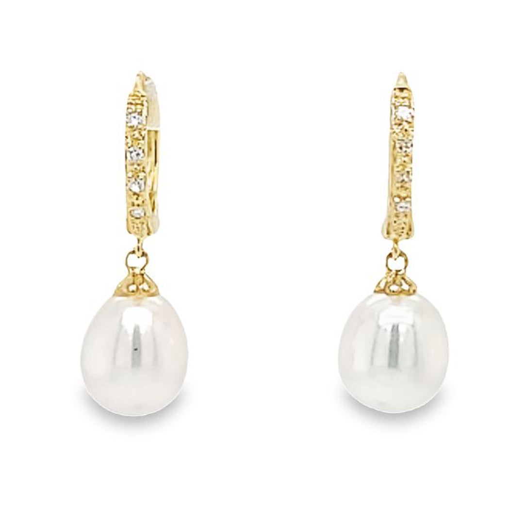 Pearl and Diamond Drop Earrings