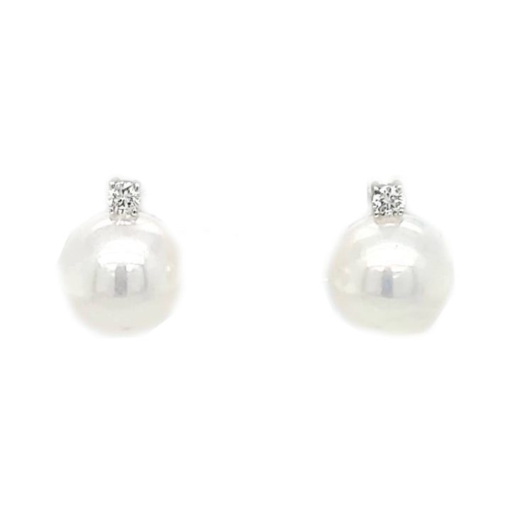 Pearl and Diamond Stud Earrrings