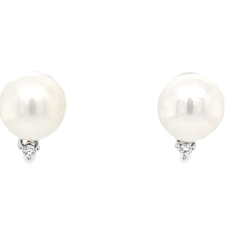 7mm Pearl and Diamond Stud Earrings