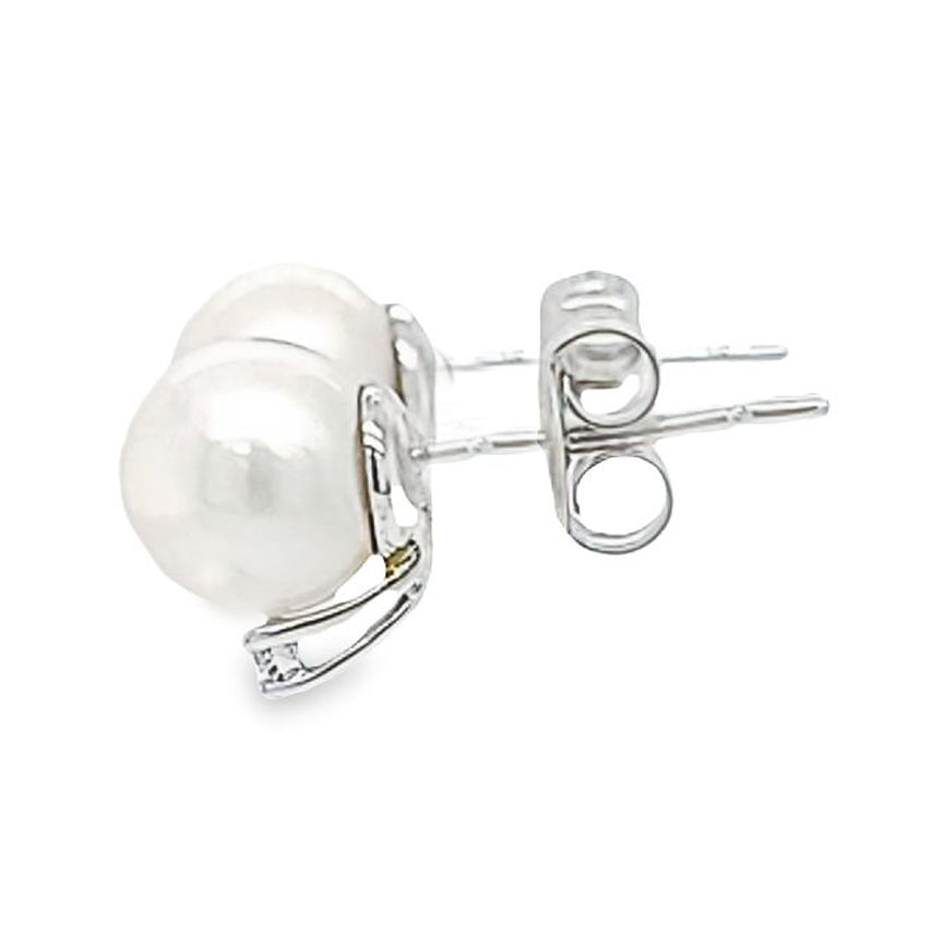 7mm Pearl and Diamond Stud Earrings