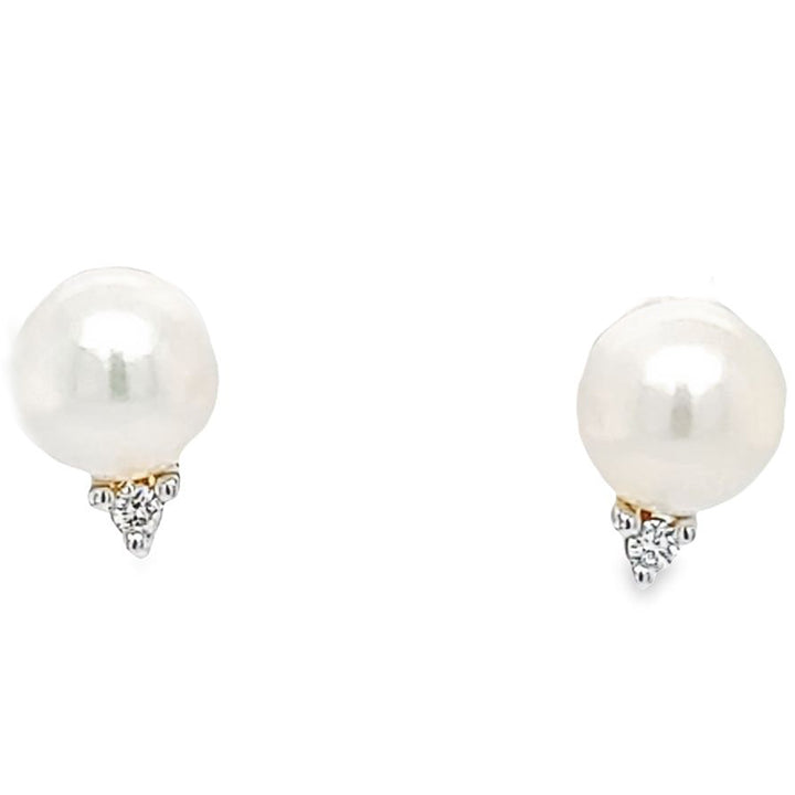 6mm Pearl and Diamond Stud Earrings